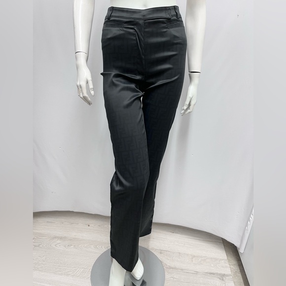 Vintage Fendi Roma Jeans Pants FF Logo Black‎ Tone On Tone 25" Waist Size XS - Picture 1 of 6